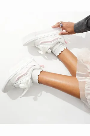 Vans Knu Stack trainers in white and pink