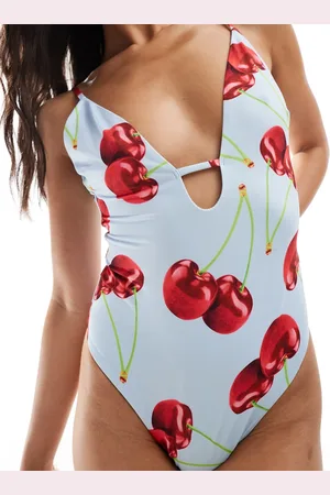 ASOS Cleo cut-out plunge swimsuit in cherry print