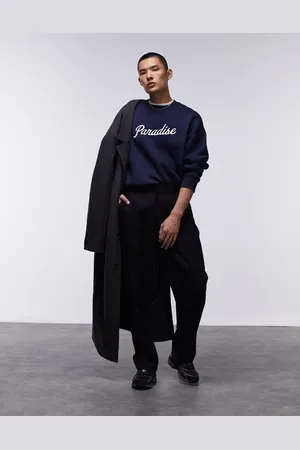 Topman Wide leg wool mix trousers in