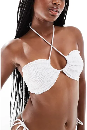 South Beach Frilly crinkle upside down triangle bikini top in
