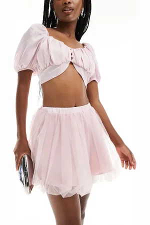 Lace & Beads Tulle puffball mini skirt in baby
