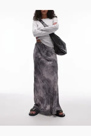 Topshop Satin bias maxi skirt in grey non print