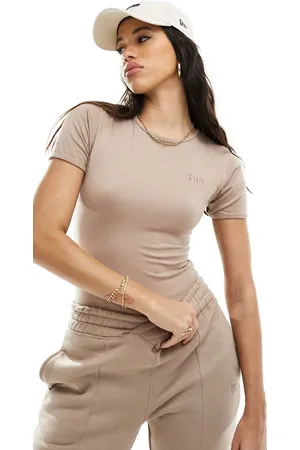 In The Style FITS motif short sleeve bodysuit in mocha