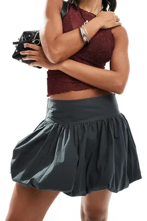 Motel Kiyowo puffball mini skirt in charcoal