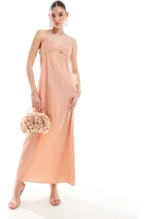 Pretty Lavish Textured maxi dress in terracotta