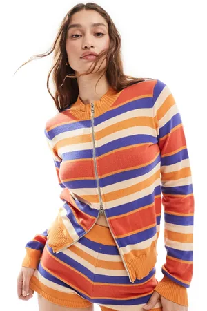 Daisy Street Zip up ombre stripe knit co-ord