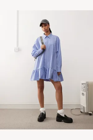 COLLUSION Tent shirt dress with bubble hem in stripe