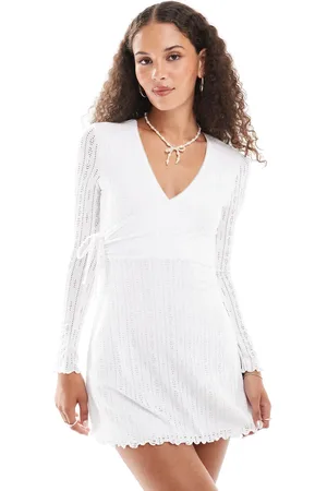 Daisy Street Mini wrap dress in pointelle