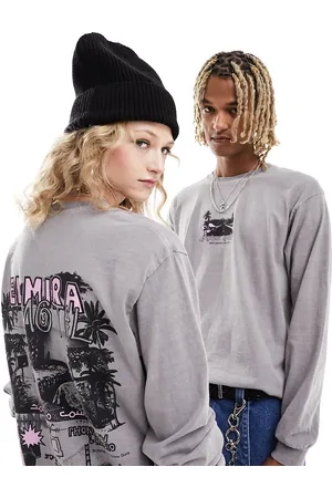 Reclaimed Unisex oversized long sleeve t shirt with back graphic in