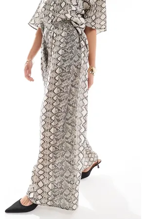Object Wide leg fluid trouser co-ord in snake print