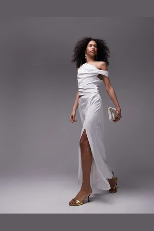 Topshop Co-ord jacquard twist maxi skirt in ivory
