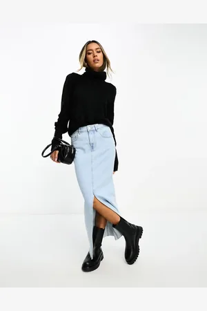 VILA High neck knitted jumper with sleeve detail in