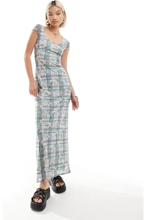 Daisy Street Sweetheart neck mesh maxi dress in vintage floral