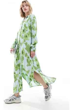 SELECTED Vinny printed maxi dress in green multi