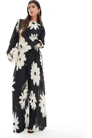 Object Plisse wide leg trouser co-ord in flower print
