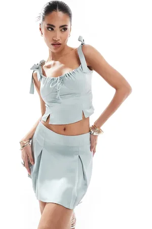 Kaiia Satin bow tie sleeve cami top co-ord in