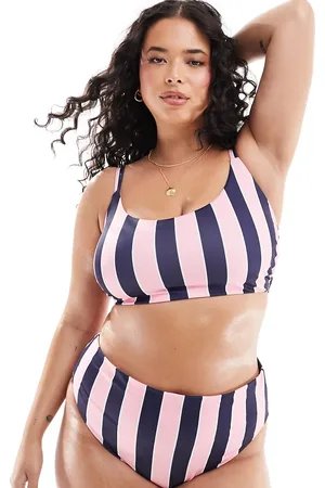 ASOS Curve Sidney high leg high waist bikini bottom in stripe