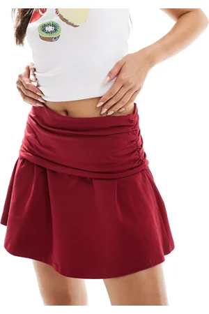 ASOS Foldover mid rise skirt in wine