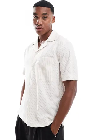 The Couture Club Patchwork stripe resort shirt in off