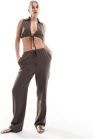 4th & Reckless Tie front beach trouser co-ord in