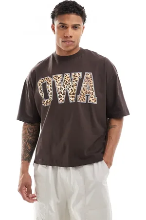 ASOS Boxy oversized t-shirt in with leopard chest print
