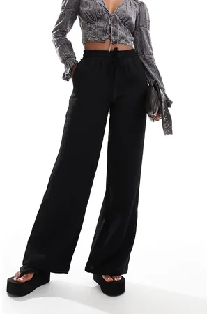 Noisy May High waist wide leg ripple texture trousers in