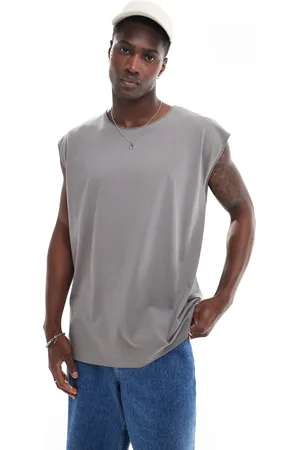 Brave Soul Oversized raw edge vest in steel