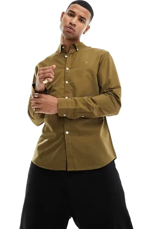 Farah Brewer slim fit shirt in khaki