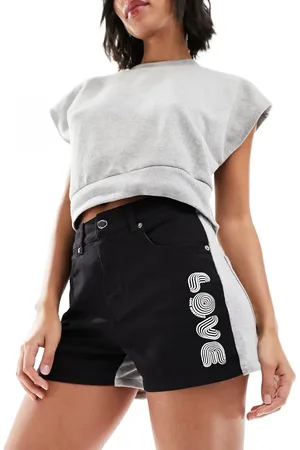 Moschino Denim and jersey mix detail shorts in and grey
