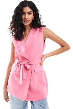 ASOS Sleeveless tailored blazer with tie waist in soft