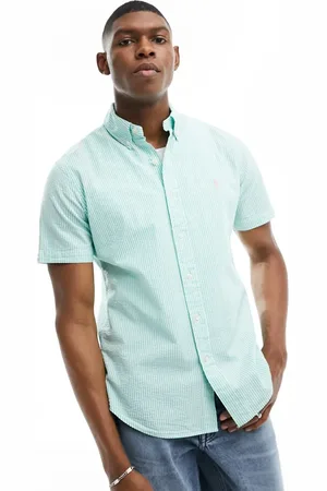 Ralph Lauren Icon logo short sleeve stripe seersucker shirt in /white