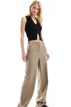 Pieces® Pleat front tailored trousers in camel