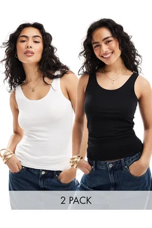ONLY 2 pack jersey tank top in and white