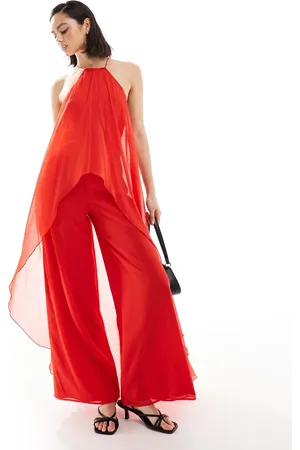 ASOS Halter overlay jumpsuit in