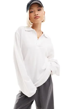 Weekday Toby oversized long sleeve polo top in