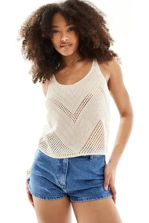 JDY Broderie knit vest in cream