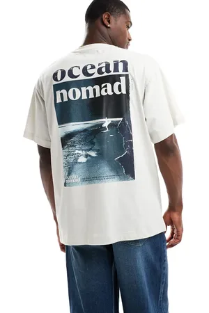 Pull&Bear Ocean back printed t-shirt in beige