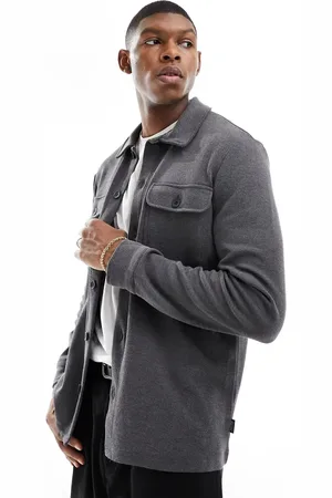 Only & Sons Pocket detail sweat shacket in dark