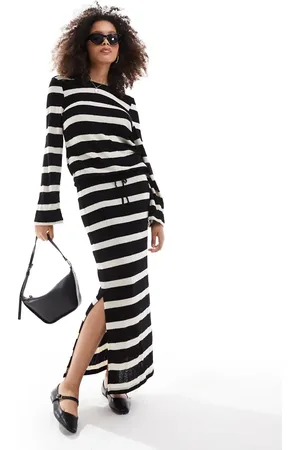 Object Sheer knitted maxi skirt co-ord in mono stripe