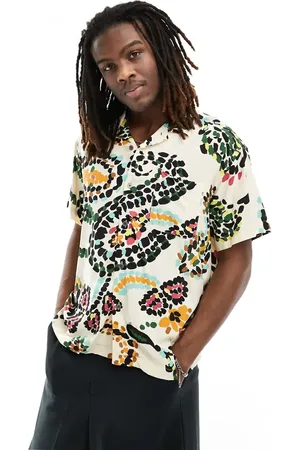Obey Paisley print short sleeve revere shirt in