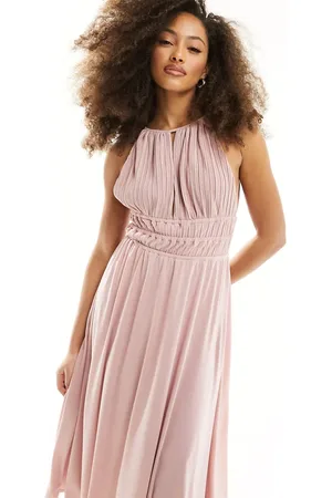 Y.A.S Y.A.S Bridesmaid halterneck plisse maxi dress in