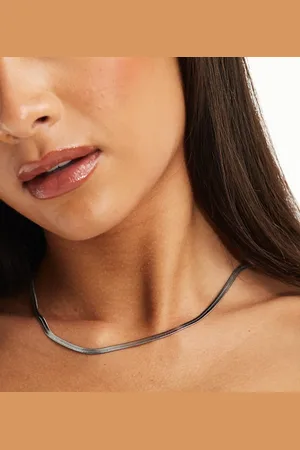 LOST SOULS Stainless steel flat snake chain necklace in