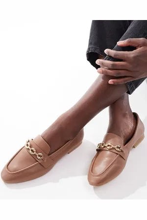 ASOS Wide Fit Macaroon chain loafer in Tan