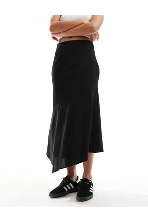 Weekday Marita asymmetric satin midi skirt in