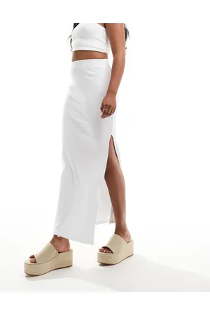 Pimkie Ribbed side split maxi skirt in