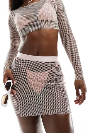 Simmi London Simmi diamante netting mini skirt co-ord in baby