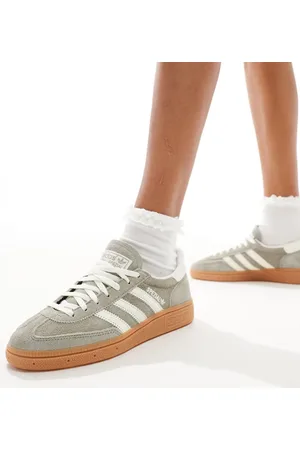 adidas Handball Spezial trainers in grey and white with gum sole