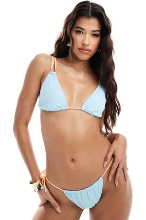 Miss Selfridge Contrast strap bikini top in