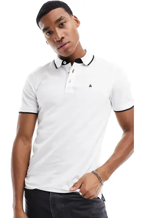 JACK & JONES Essentials slim fit tipped pique logo polo in
