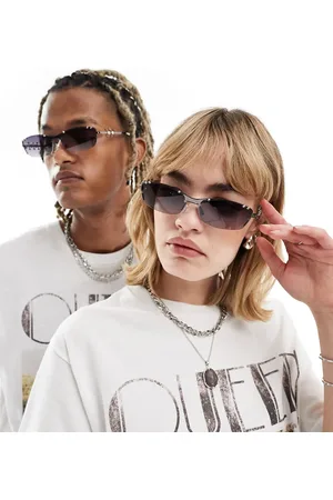 Reclaimed Limited edition pierced rimless sunglasses in gunmetal